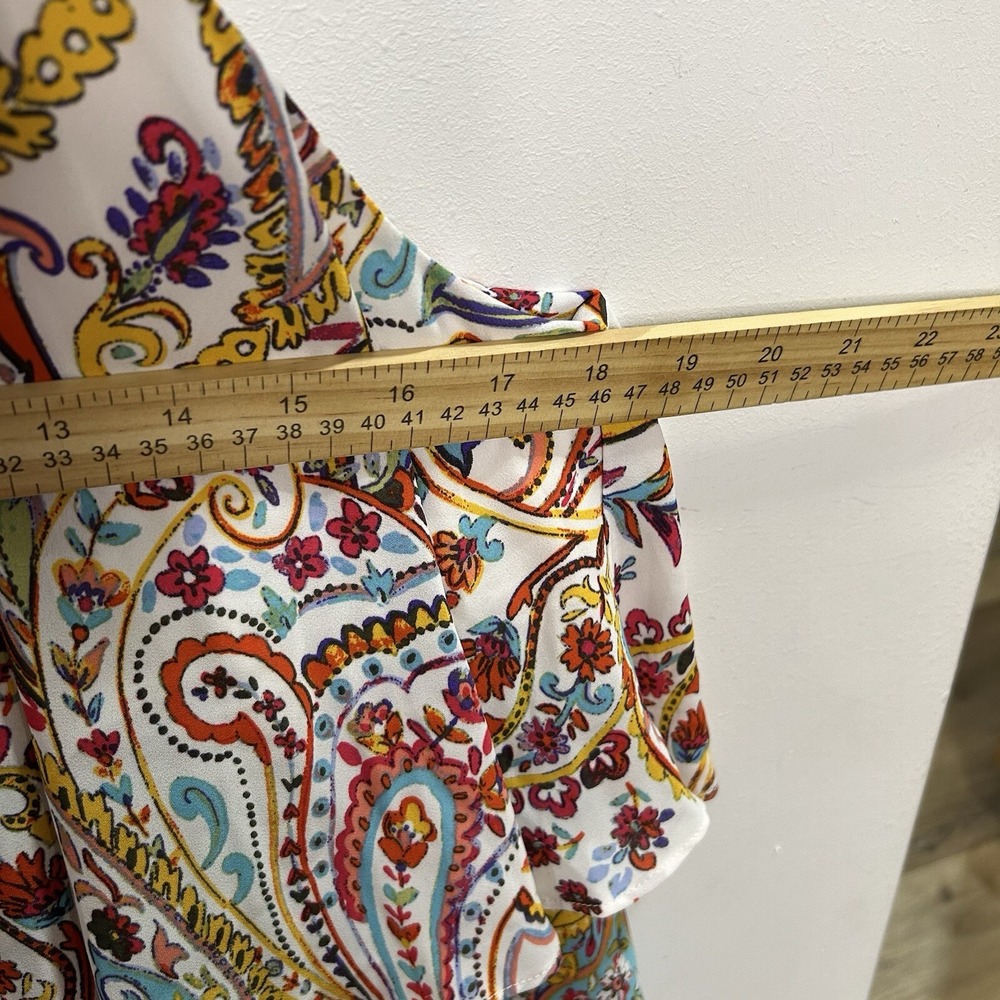NY & Company Paisley print 3 tier swing Dress Size M Sleeveless Halter - Picture 6 of 10